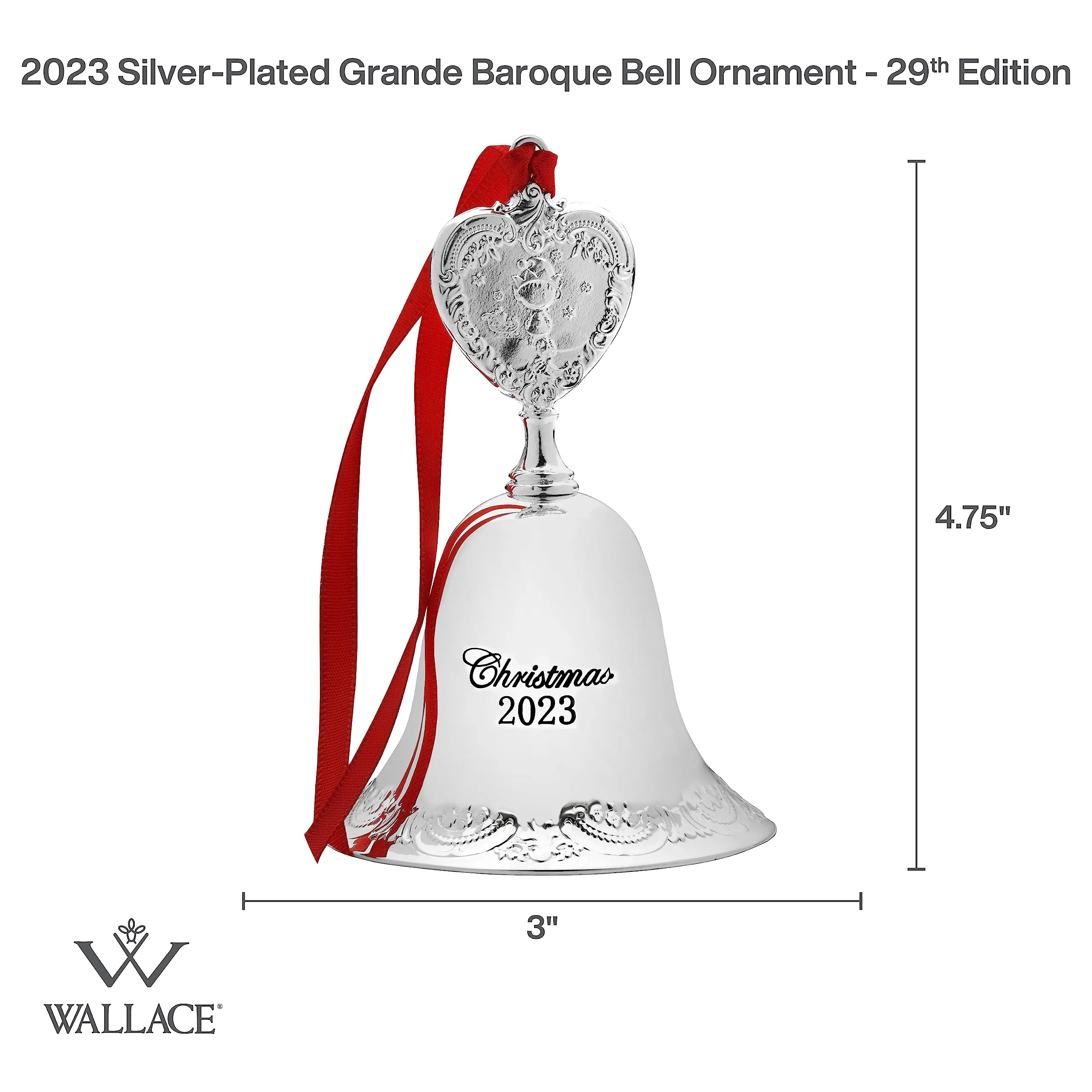 Wallace 2023 Silver Plated Sleigh Bell Ornament, 53rd Edition