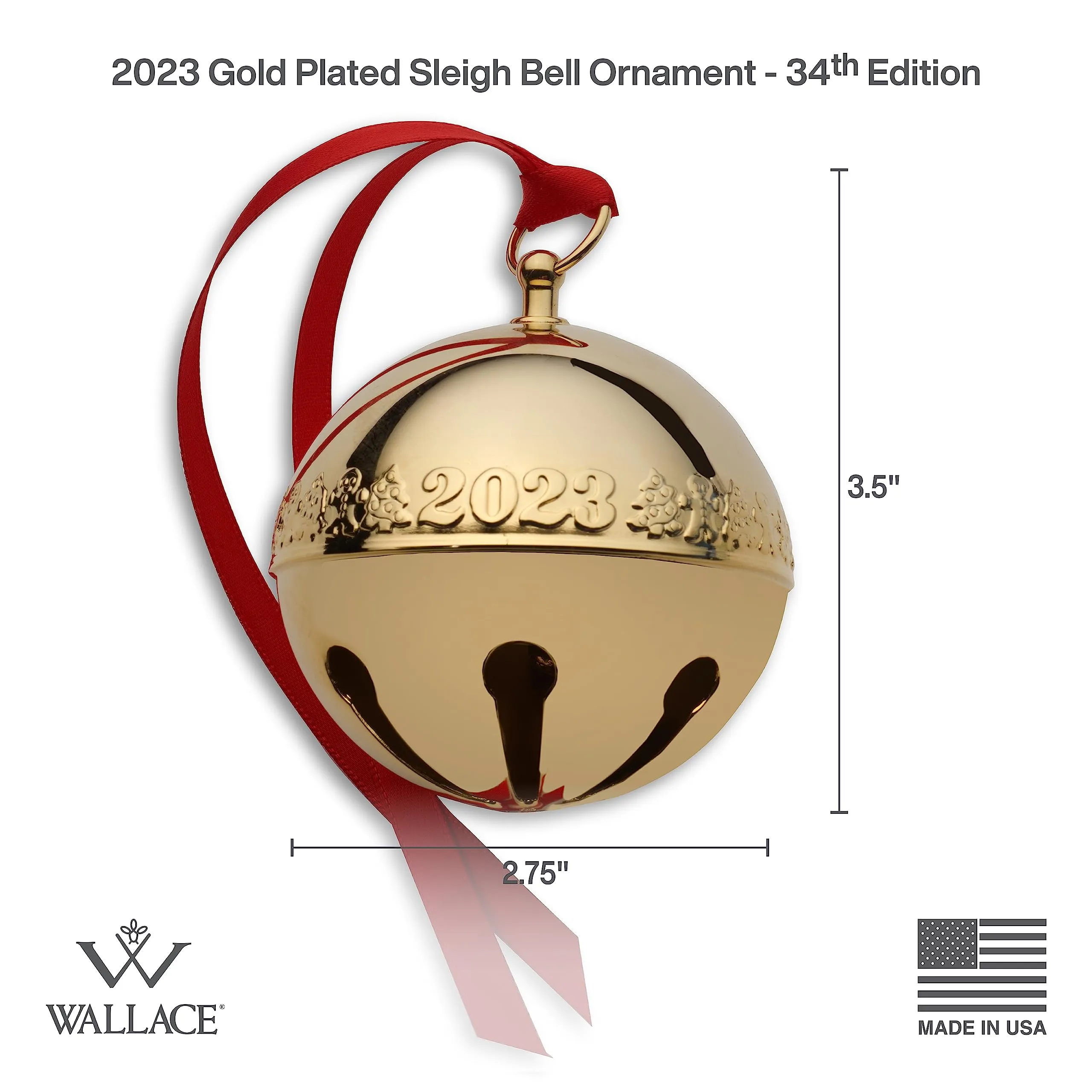 Wallace 2023 Silver Plated Sleigh Bell Ornament, 53rd Edition