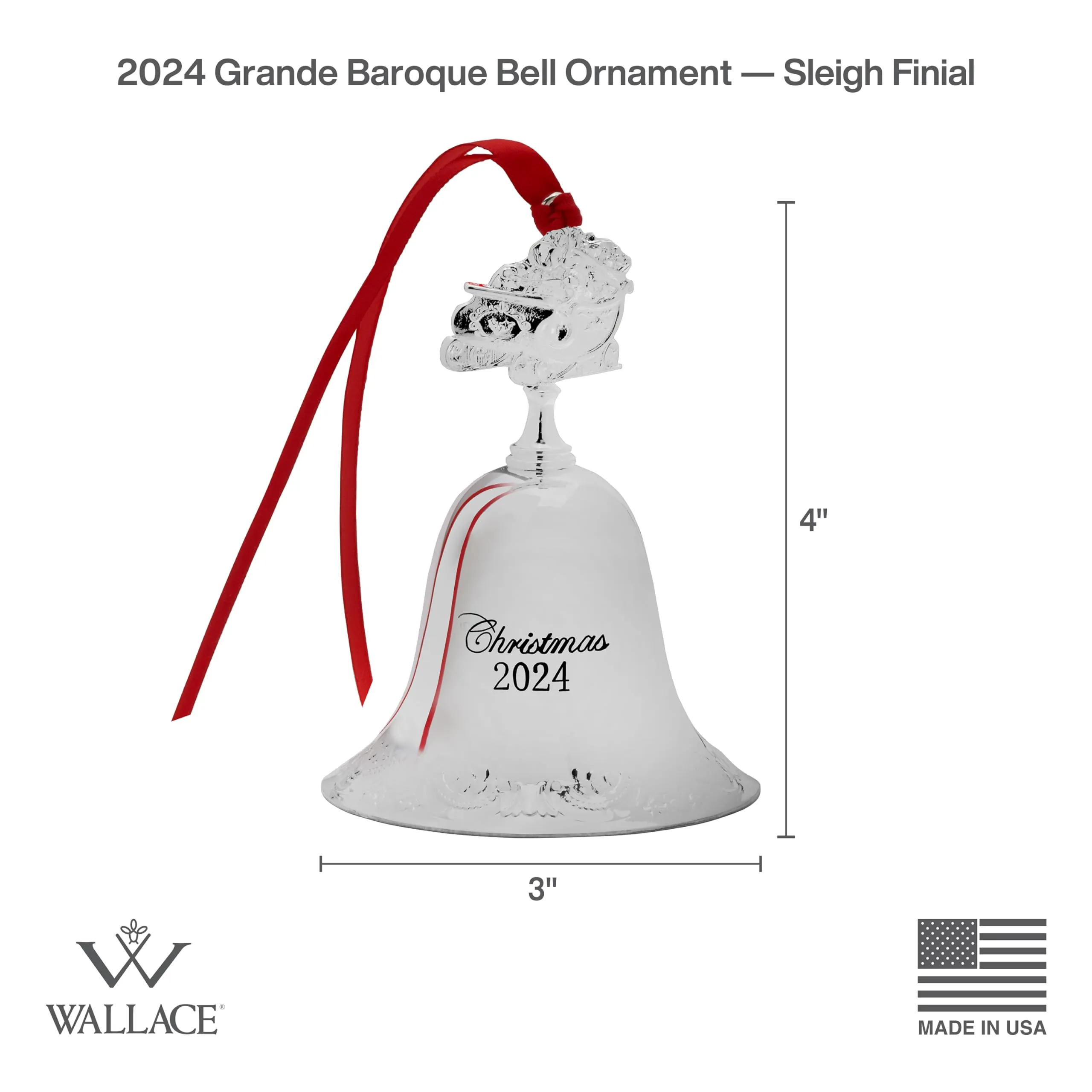 Wallace 2023 Silver Plated Sleigh Bell Ornament, 53rd Edition