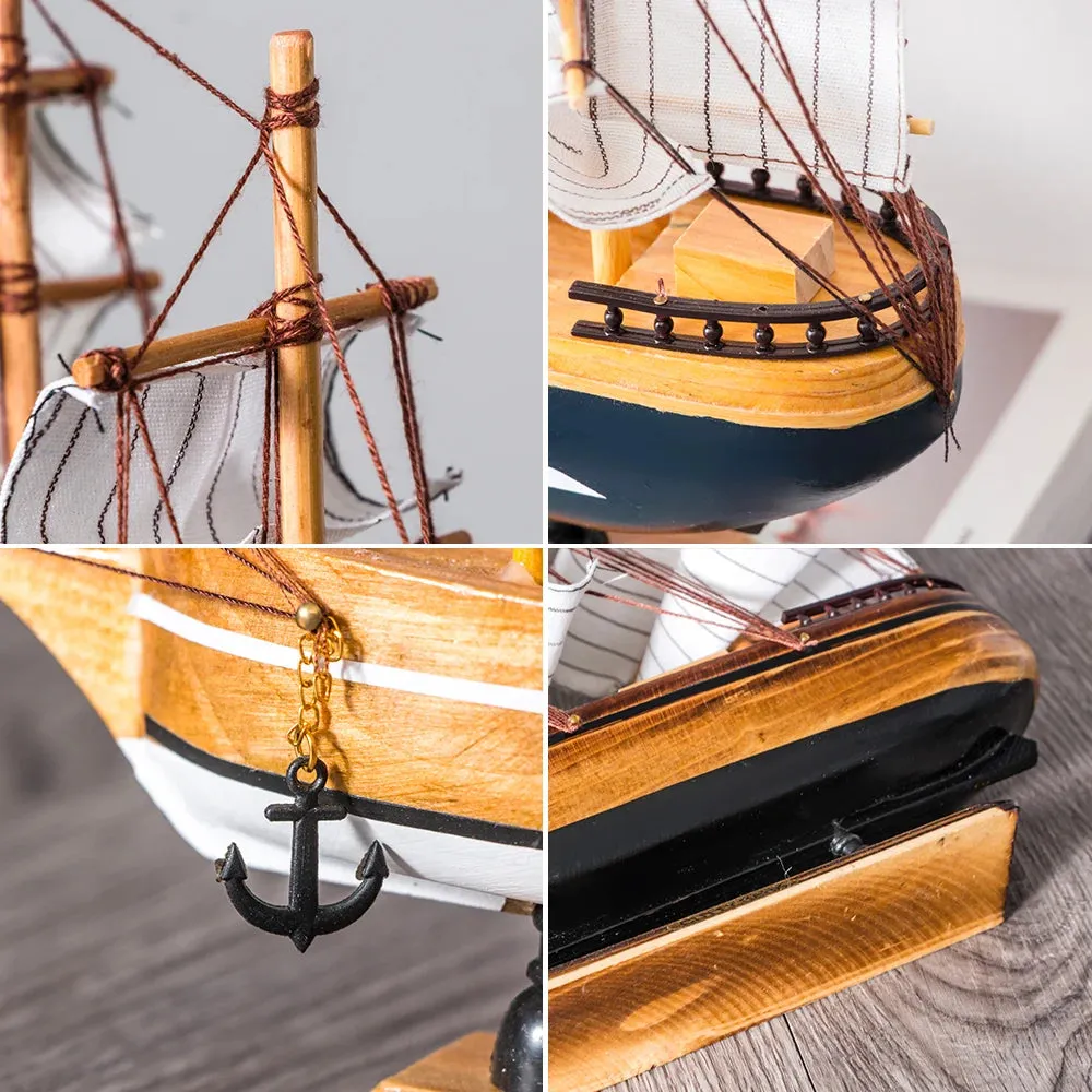 Wooden Sailboat Model Home Decor Mediterranean Style Decoration Accessories Unique Office Living Room Crafts Nautical Decor